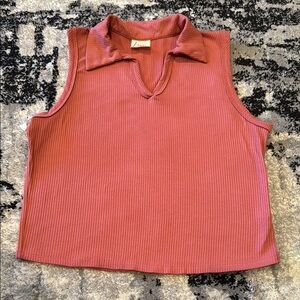 🛍️Sleeveless Ribbed Coral Pink Top